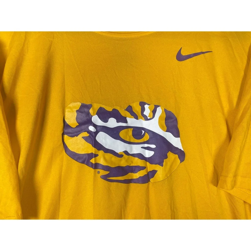 Nike LSU Tigers Dri-FIT Shirt Mens XXL Yellow Purple Tiger Eyes